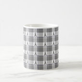 Brain Cancer Awareness Plaid Gray Ribbon コーヒーマグカップ (中央)