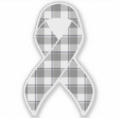 Brain Cancer Awareness Plaid Gray Ribbon シール (正面)
