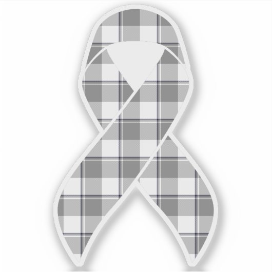 Brain Cancer Awareness Plaid Gray Ribbon シール (正面)