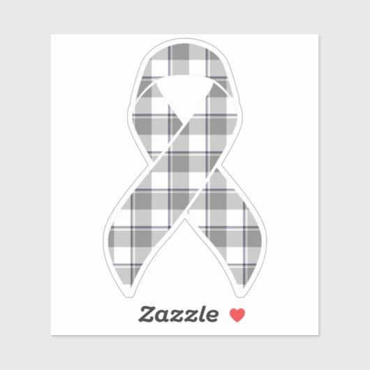 Brain Cancer Awareness Plaid Gray Ribbon シール (シート)