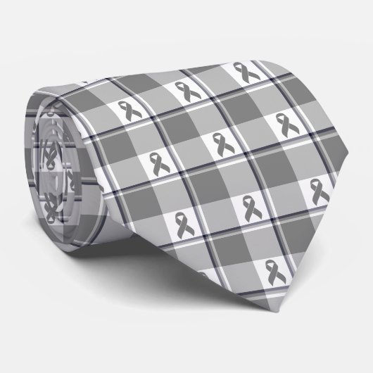 Brain Cancer Awareness Plaid Gray Ribbon ネクタイ (ロール)