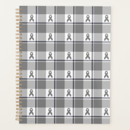 Brain Cancer Awareness Plaid Gray Ribbon プランナー手帳