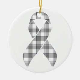 Brain Cancer Awareness Plaid Gray Ribbon Survivor セラミックオーナメント