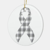 Brain Cancer Awareness Plaid Gray Ribbon Survivor セラミックオーナメント (左)