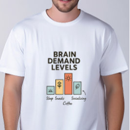 Brain Demand Levels T-Shirt Funny Coffee Humor Tee Tシャツ