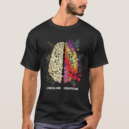 Brain Divided In Two Parts By A Creative And A Log Tシャツ (正面)