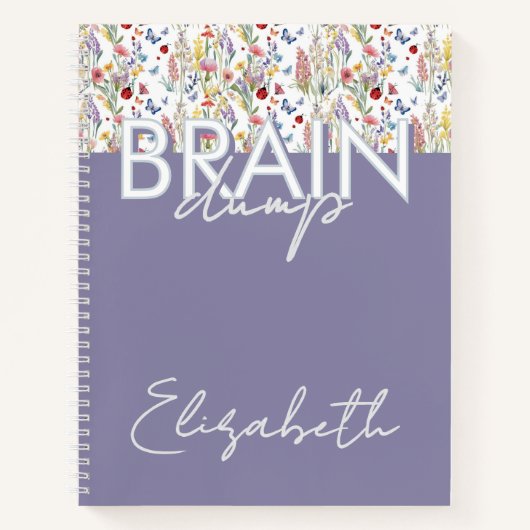 Brain Dump Mindset Organizer Floral lavender ノートブック (正面)