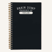 Brain Dump Personalized Name Modern Stylish Black ノートブック (正面)
