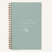 Brain Dump Thoughts Personalized Name Minimal Sage ノートブック (正面)