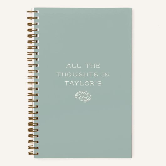 Brain Dump Thoughts Personalized Name Minimal Sage ノートブック (正面)
