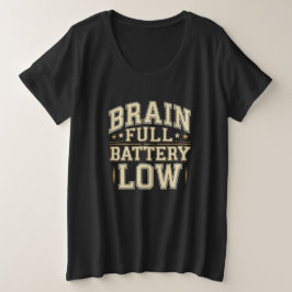 Brain Full Battery Low Vintage Typography プラスサイズTシャツ