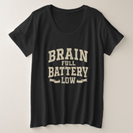 Brain Full Battery Low Vintage Typography プラスサイズTシャツ