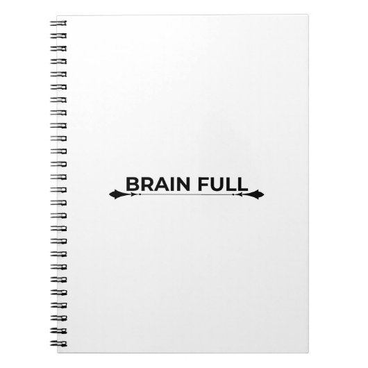 Brain Full Minimalist Typographic Spiral Notebook ノートブック (正面)