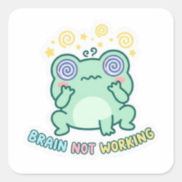 Brain Not Working Frog Sticker Cute Confused Frog  スクエアシール