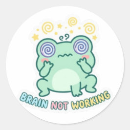 Brain Not Working Frog Sticker Cute Confused Frog  ラウンドシール