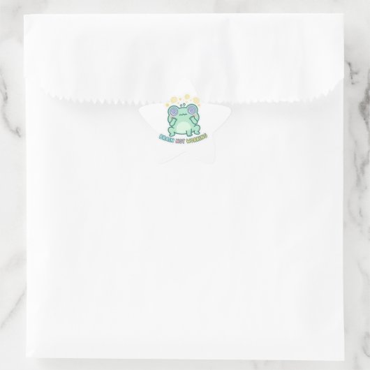 Brain Not Working Frog Sticker Cute Confused Frog  星シール (バッグ)