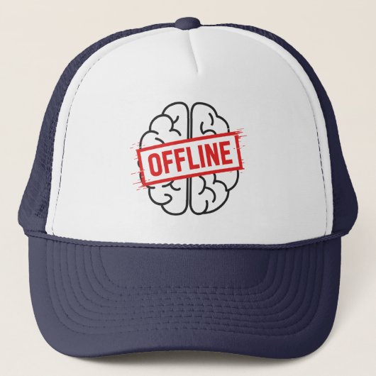 “Brain Offline” - Funny Aesthetic Trucker Hat キャップ (正面)