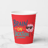 Brain on Vacation 8oz Paper Cup | Funny Retro 紙コップ (正面)