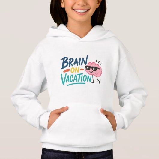 Brain on Vacation Kids’ Hoodie | Funny Cute Chill (正面)