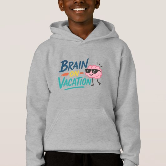 Brain on Vacation Kids’ Hoodie | Funny Cute Chill  (正面)