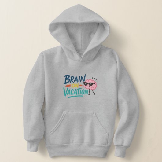 Brain on Vacation Kids’ Hoodie | Funny Cute Chill (レイダウン)