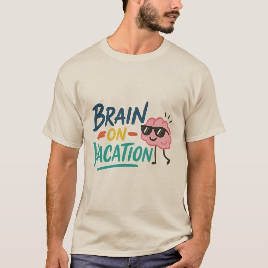 Brain on Vacation Men’s Basic T-Shirt | Funny Chil Tシャツ (正面)