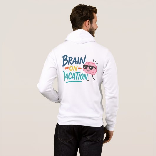 Brain on Vacation Zip-Up Hoodie  Funny Retro Chill パーカ (裏面フル)