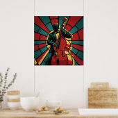 Brain Over Brawn Monkey Poster Funny Gym Nerd Wall ポスター (キッチン)