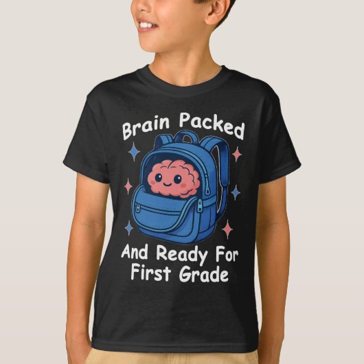 “Brain Packed and Ready For First Grade” Brain Tシャツ (正面)