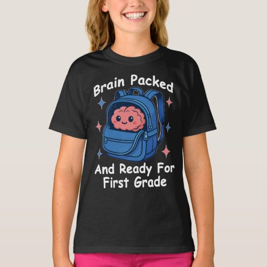 “Brain Packed and Ready For First Grade” Brain Tシャツ (正面)