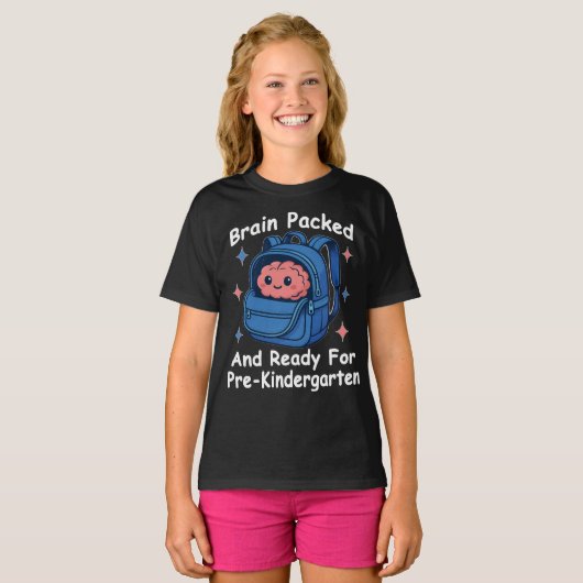 “Brain Packed and Ready For PreKindergarten” Brain Tシャツ (正面フル)