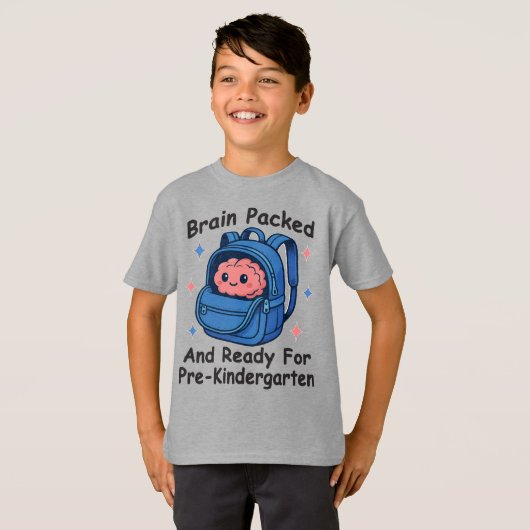 “Brain Packed and Ready For PreKindergarten” Brain Tシャツ (正面フル)