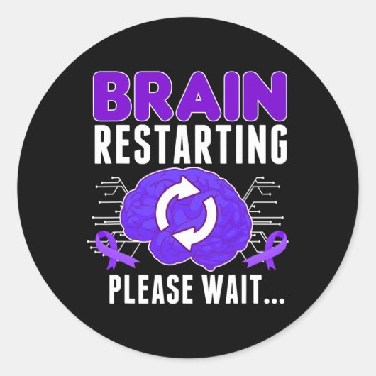 Brain Restarting - Epilepsy Purple Ribbon Men  ラウンドシール (正面)
