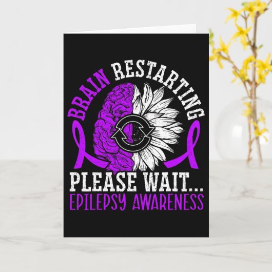 Brain Restarting Please Wait Epileptic Epilepsy Aw カード (黄色い花)