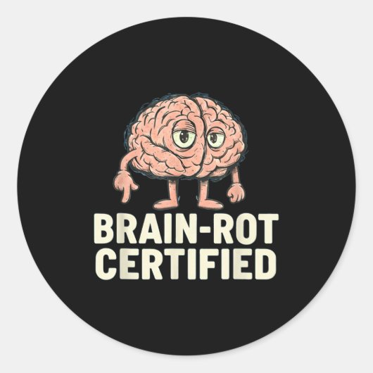 Brain-rot Certified Funny Gamer Hilarious Meme Gif ラウンドシール (正面)