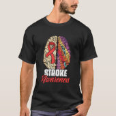 Brain Stroke Survivor Red Ribbon Stroke Awareness Tシャツ (正面)