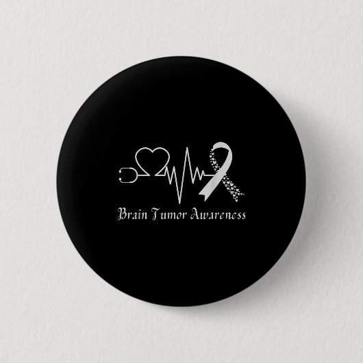 Brain tumor awareness ribbon in may wear gray 缶バッジ (正面)