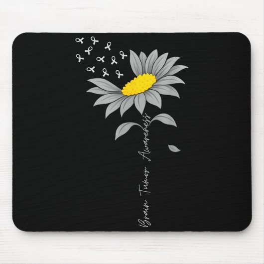 Brain tumor awareness sunflower gray ribbon brain マウスパッド (正面)