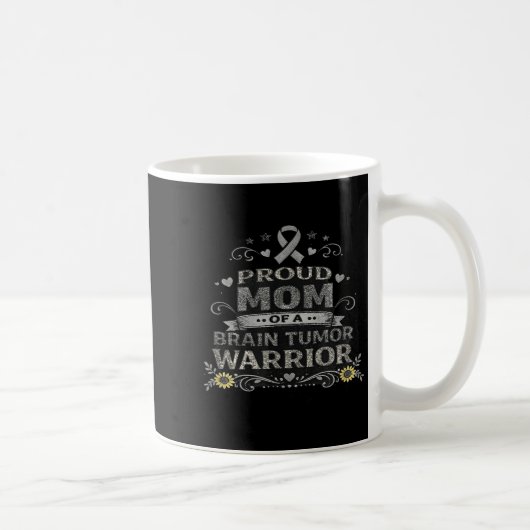Brain tumor awareness warrior mom gray ribbon コーヒーマグカップ (右)