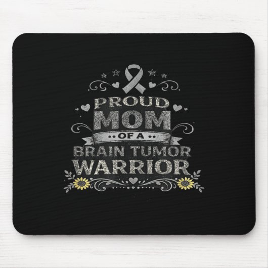 Brain tumor awareness warrior mom gray ribbon マウスパッド (正面)