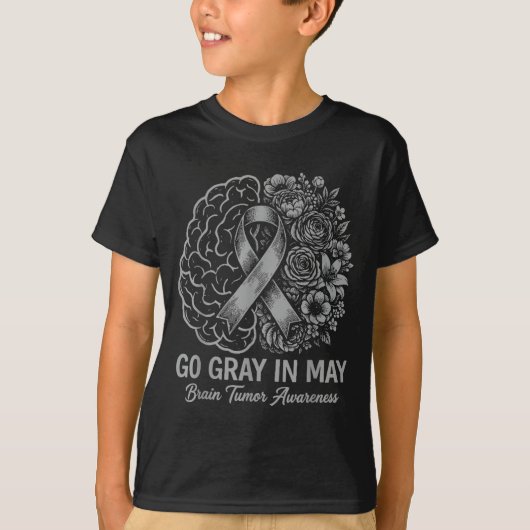 Brain tumor awareness wear gray in may strong tシャツ (正面)