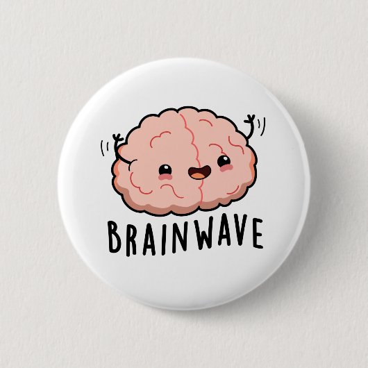 Brain Wave Funny Anatomy Pun  缶バッジ (正面)