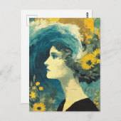 Brain Waves and flowers Collage ポストカード (正面/裏面)