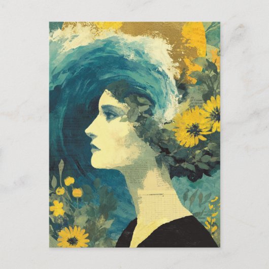 Brain Waves and flowers Collage ポストカード (正面)