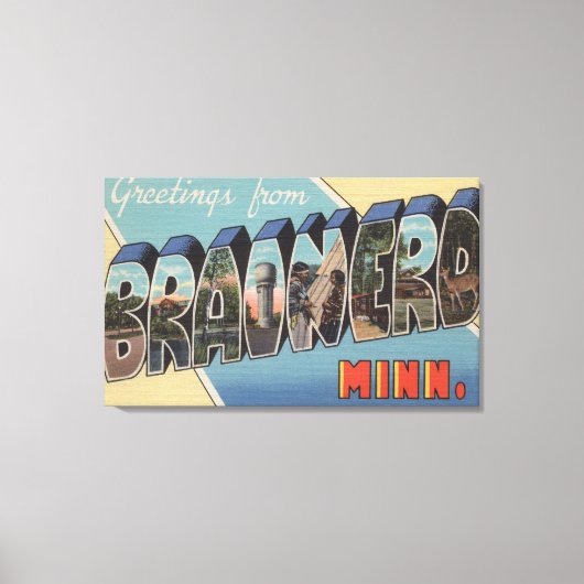 Brainerd, Minnesota – 大きな文字のシーン キャンバスプリント (正面)