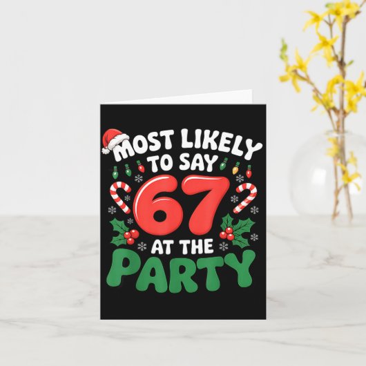 Brainrot Funny Xmas 67 Meme Christmas Most Likely  カード (黄色い花)