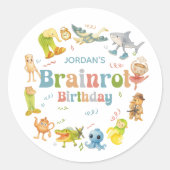 Brainrot Meme 誕生日パーティー ラウンドシール (正面)