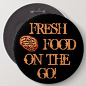 Brainsの新鮮な食べ物のゴーハロウィンゾンビ食 缶バッジ (正面&裏面)