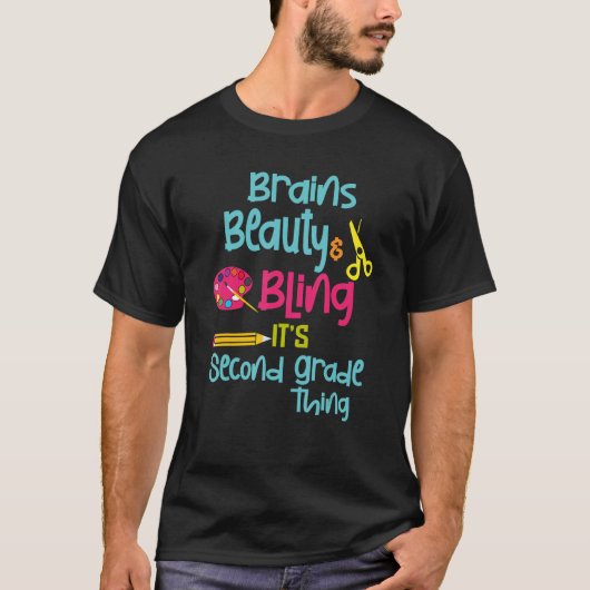 Brains美しいきらきら光るIts A 2年生Thing School G Tシャツ (正面)