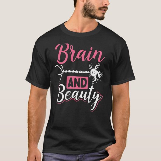 Brains And Beauty Backprint Biology Teacher Tシャツ (正面)
